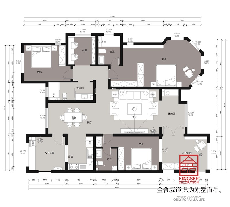 國(guó)仕山190平三室戶型平面布置圖