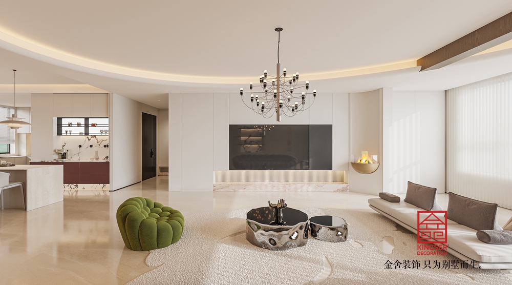 沙河自建別墅400平米現代簡約風格裝修-客廳